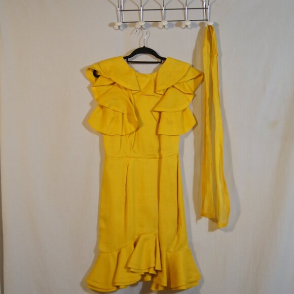 Yves Saint Laurent Ruffled Cold-Shoulder Mini Dress - Picture 5 of 8